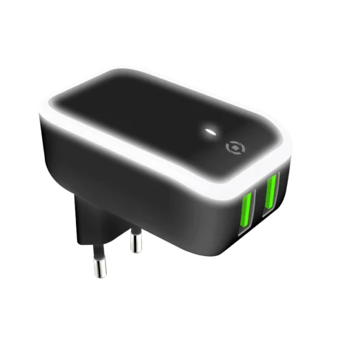 Celly TC2USBLED – 12W 2 USB-A Charger with Night Light