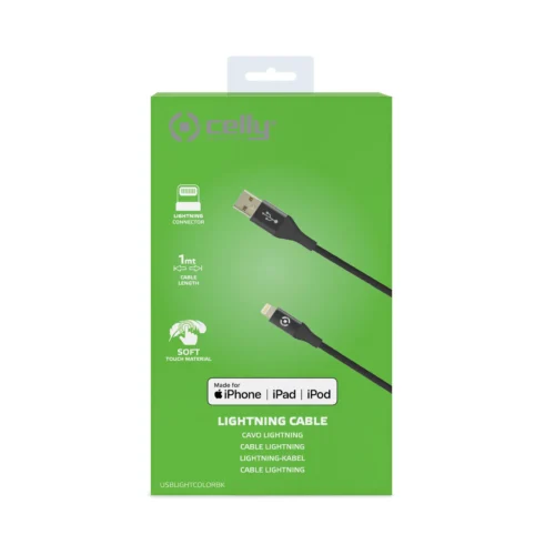 Celly USBLIGHTCOLOR – 12W USB-A to Lightning Cable