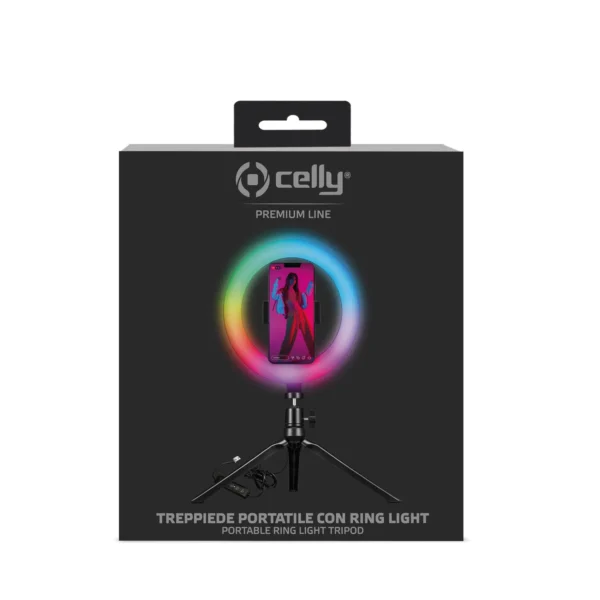 immagine box Celly PYTRIPOD - Portable Tripod + Flash Light RGB